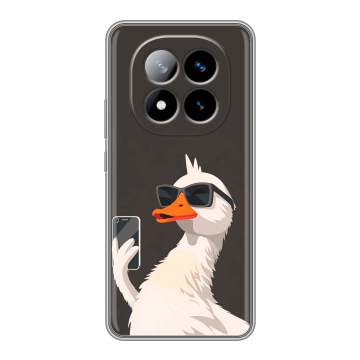 Силиконовый чехол на Xiaomi Redmi Note 14 Pro Plus с принтом утка в очках