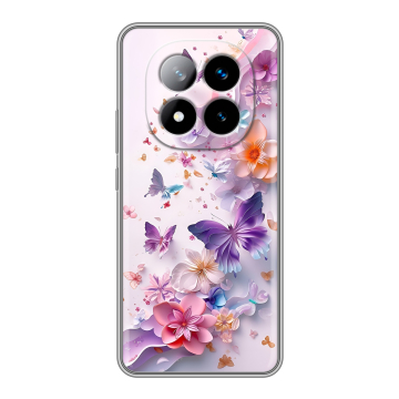 Силиконовый чехол на Xiaomi Redmi Note 14 Pro Plus с принтом цветы бабочки Силиконовый чехол на Xiaomi Redmi Note 14 Pro Plus с принтом цветы бабочки