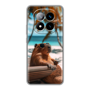 Силиконовый чехол на Xiaomi Redmi Note 14 Pro Plus с принтом Капибара Силиконовый чехол на Xiaomi Redmi Note 14 Pro Plus с принтом Капибара