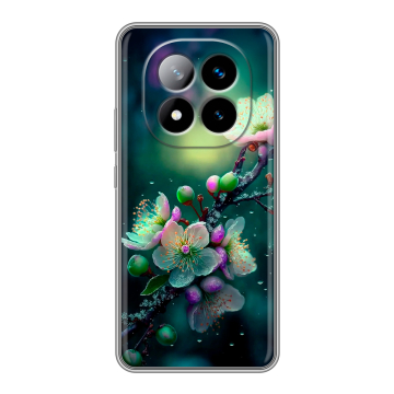 Силиконовый чехол на Xiaomi Redmi Note 14 Pro Plus с принтом Цветы и мрамор Силиконовый чехол на Xiaomi Redmi Note 14 Pro Plus с принтом Цветы и мрамор