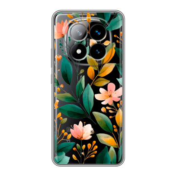 Силиконовый чехол на Xiaomi Redmi Note 14 Pro Plus с принтом Цветы паттерн Силиконовый чехол на Xiaomi Redmi Note 14 Pro Plus с принтом Цветы паттерн