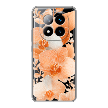 Силиконовый чехол на Xiaomi Redmi Note 14 Pro Plus с принтом Бежевые цветы Силиконовый чехол на Xiaomi Redmi Note 14 Pro Plus с принтом Бежевые цветы