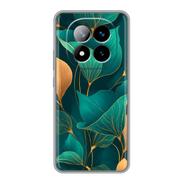 Силиконовый чехол на Xiaomi Redmi Note 14 Pro Plus с принтом Листья и золото Силиконовый чехол на Xiaomi Redmi Note 14 Pro Plus с принтом Листья и золото