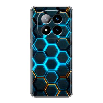 Силиконовый чехол на Xiaomi Redmi Note 14 Pro Plus с принтом Неоновые соты Силиконовый чехол на Xiaomi Redmi Note 14 Pro Plus с принтом Неоновые соты