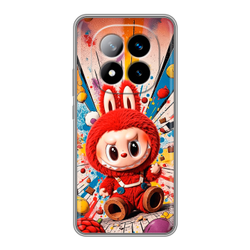 Силиконовый чехол на Xiaomi Redmi Note 14 Pro Plus с принтом Labubu Лабубу Силиконовый чехол на Xiaomi Redmi Note 14 Pro Plus с принтом Labubu Лабубу