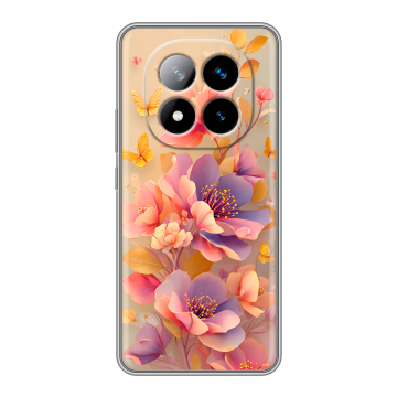 Силиконовый чехол на Xiaomi Redmi Note 14 Pro Plus с принтом Цветы и бабочки
