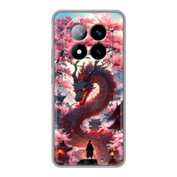 Силиконовый чехол на Xiaomi Redmi Note 14 Pro Plus с принтом Дракон Японский Силиконовый чехол на Xiaomi Redmi Note 14 Pro Plus с принтом Дракон Японский