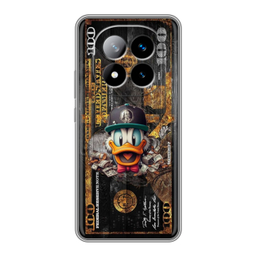 Силиконовый чехол на Xiaomi Redmi Note 14 Pro Plus с принтом Дональд Дак Доллар Силиконовый чехол на Xiaomi Redmi Note 14 Pro Plus с принтом Дональд Дак Доллар