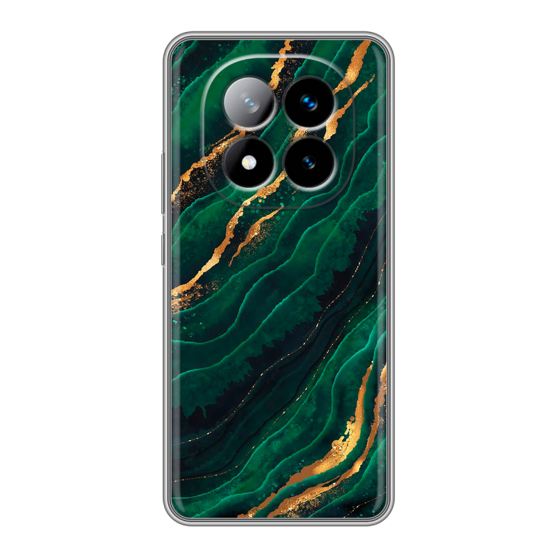 Силиконовый чехол на Xiaomi Redmi Note 14 Pro Plus с принтом Мрамор зеленое золото Силиконовый чехол на Xiaomi Redmi Note 14 Pro Plus с принтом Мрамор зеленое золото