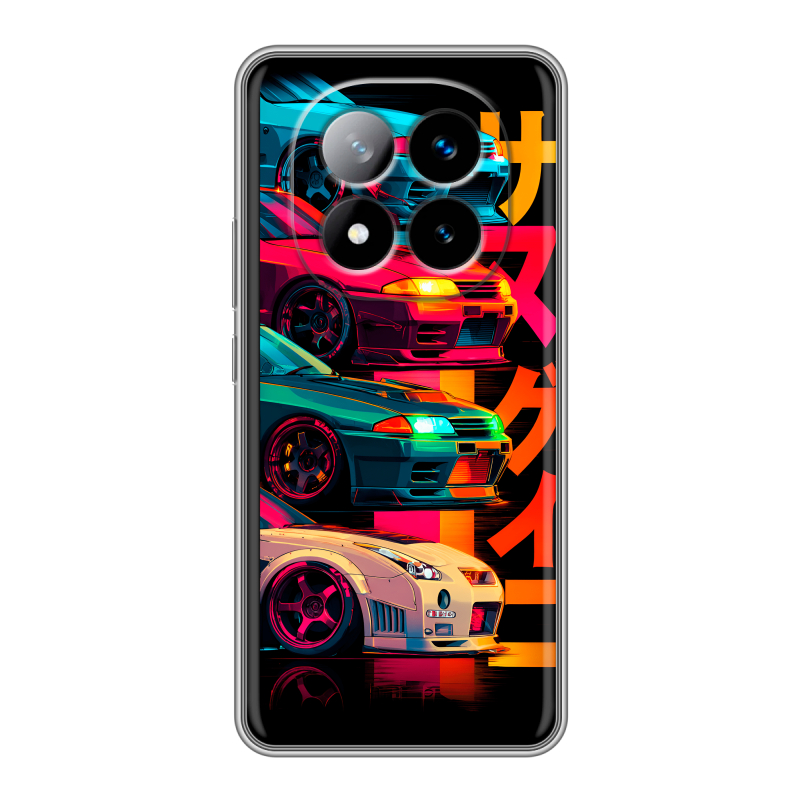 Силиконовый чехол на Xiaomi Redmi Note 14 Pro Plus с принтом Гоночные машины Силиконовый чехол на Xiaomi Redmi Note 14 Pro Plus с принтом Гоночные машины