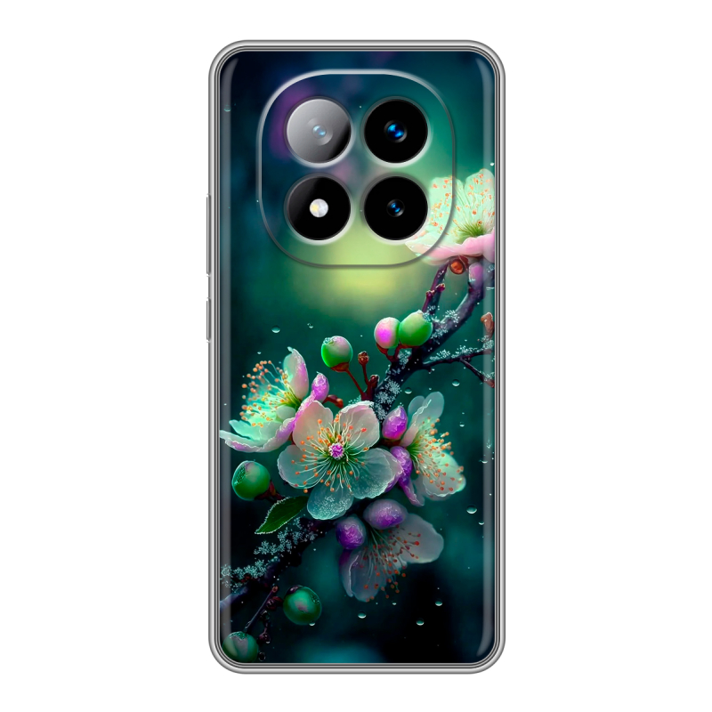 Силиконовый чехол на Xiaomi Redmi Note 14 Pro Plus с принтом Цветы и мрамор Силиконовый чехол на Xiaomi Redmi Note 14 Pro Plus с принтом Цветы и мрамор