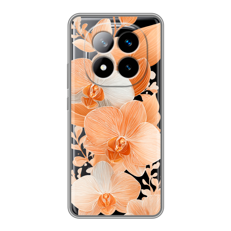 Силиконовый чехол на Xiaomi Redmi Note 14 Pro Plus с принтом Бежевые цветы Силиконовый чехол на Xiaomi Redmi Note 14 Pro Plus с принтом Бежевые цветы