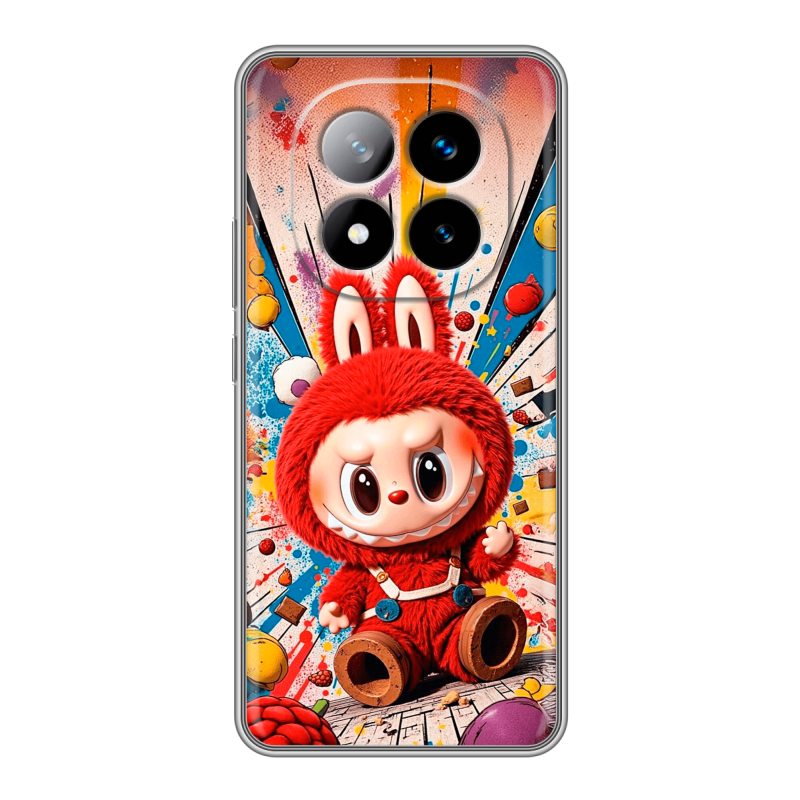 Силиконовый чехол на Xiaomi Redmi Note 14 Pro Plus с принтом Labubu Лабубу Силиконовый чехол на Xiaomi Redmi Note 14 Pro Plus с принтом Labubu Лабубу