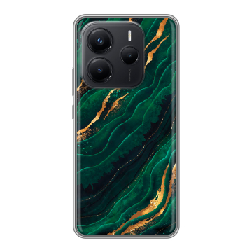 Силиконовый чехол на Xiaomi Redmi Note 14 с принтом Мрамор зеленое золото Силиконовый чехол на Xiaomi Redmi Note 14 с принтом Мрамор зеленое золото