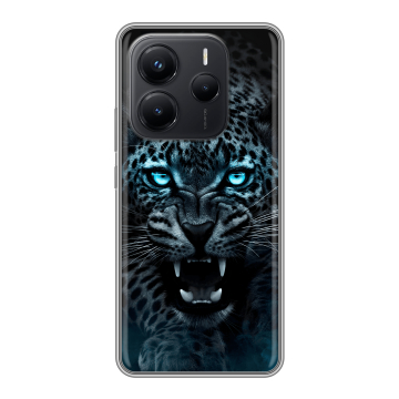 Силиконовый чехол на Xiaomi Redmi Note 14 с принтом Темный леопард Силиконовый чехол на Xiaomi Redmi Note 14 с принтом Темный леопард