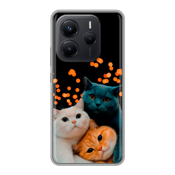 Силиконовый чехол на Xiaomi Redmi Note 14 с принтом Кошки Силиконовый чехол на Xiaomi Redmi Note 14 с принтом Кошки