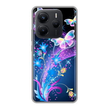 Силиконовый чехол на Xiaomi Redmi Note 14 с принтом Бабочки Силиконовый чехол на Xiaomi Redmi Note 14 с принтом Бабочки