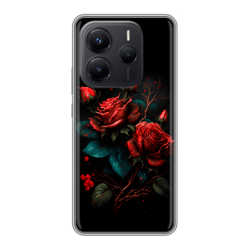 Силиконовый чехол на Xiaomi Redmi Note 14 с принтом Розы красные
