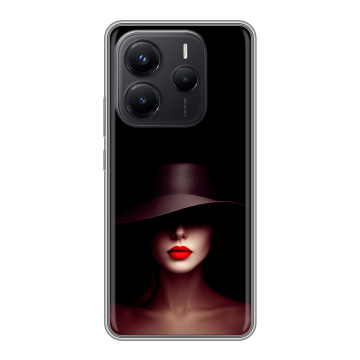 Силиконовый чехол на Xiaomi Redmi Note 14 с принтом Девушка в шляпе Силиконовый чехол на Xiaomi Redmi Note 14 с принтом Девушка в шляпе