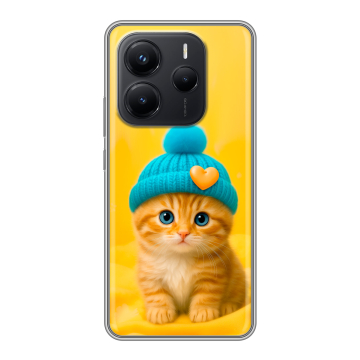 Силиконовый чехол на Xiaomi Redmi Note 14 с принтом Котенок в шапке