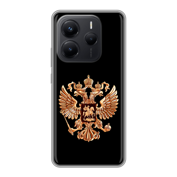 Силиконовый чехол на Xiaomi Redmi Note 14 с принтом Герб России золотой