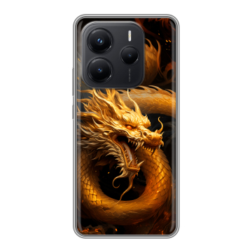 Силиконовый чехол на Xiaomi Redmi Note 14 с принтом Золотой дракон