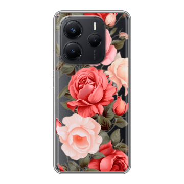 Силиконовый чехол на Xiaomi Redmi Note 14 с принтом Розы Силиконовый чехол на Xiaomi Redmi Note 14 с принтом Розы