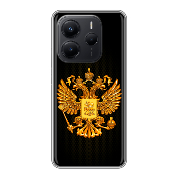 Силиконовый чехол на Xiaomi Redmi Note 14 с принтом Герб России желтый