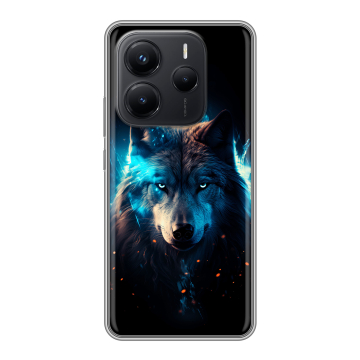 Силиконовый чехол на Xiaomi Redmi Note 14 с принтом Волк ночной Силиконовый чехол на Xiaomi Redmi Note 14 с принтом Волк ночной