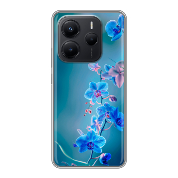 Силиконовый чехол на Xiaomi Redmi Note 14 с принтом Голубые цветы Силиконовый чехол на Xiaomi Redmi Note 14 с принтом Голубые цветы