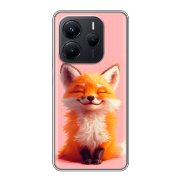 Силиконовый чехол на Xiaomi Redmi Note 14 с принтом милая лиса Силиконовый чехол на Xiaomi Redmi Note 14 с принтом милая лиса