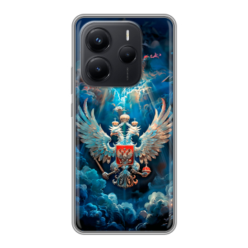 Силиконовый чехол на Xiaomi Redmi Note 14 с принтом Герб флаг России