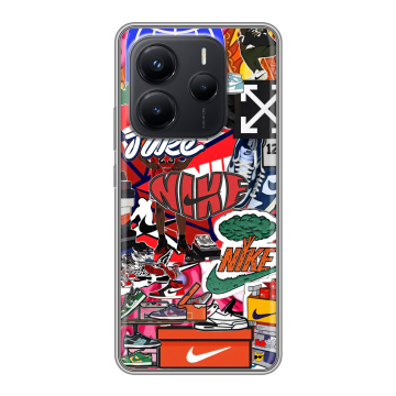 Силиконовый чехол на Xiaomi Redmi Note 14 с принтом Найк Nike яркий