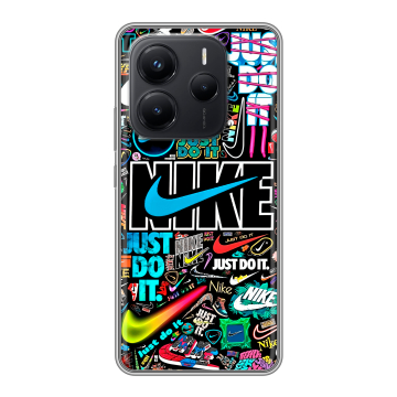 Силиконовый чехол на Xiaomi Redmi Note 14 с принтом найк nike черный