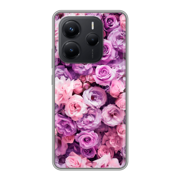 Силиконовый чехол на Xiaomi Redmi Note 14 с принтом лавандовые розы Силиконовый чехол на Xiaomi Redmi Note 14 с принтом лавандовые розы