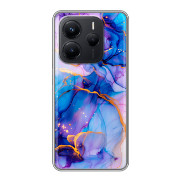 Силиконовый чехол на Xiaomi Redmi Note 14 с принтом синий мрамор Силиконовый чехол на Xiaomi Redmi Note 14 с принтом синий мрамор