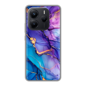 Силиконовый чехол на Xiaomi Redmi Note 14 с принтом синий мрамор Силиконовый чехол на Xiaomi Redmi Note 14 с принтом синий мрамор