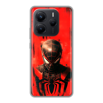 Силиконовый чехол на Xiaomi Redmi Note 14 с принтом человек паук spiderman Силиконовый чехол на Xiaomi Redmi Note 14 с принтом человек паук spiderman