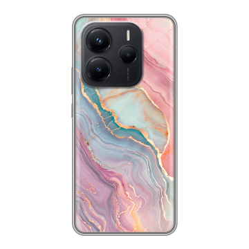 Силиконовый чехол на Xiaomi Redmi Note 14 с принтом розовый мрамор Силиконовый чехол на Xiaomi Redmi Note 14 с принтом розовый мрамор