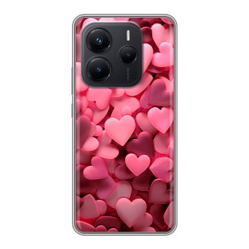 Силиконовый чехол на Xiaomi Redmi Note 14 с принтом розовые сердечки Силиконовый чехол на Xiaomi Redmi Note 14 с принтом розовые сердечки