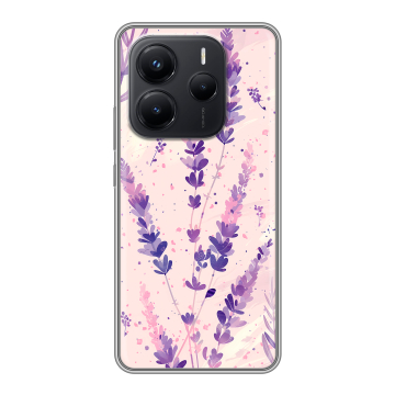 Силиконовый чехол на Xiaomi Redmi Note 14 с принтом цветы лаванда Силиконовый чехол на Xiaomi Redmi Note 14 с принтом цветы лаванда