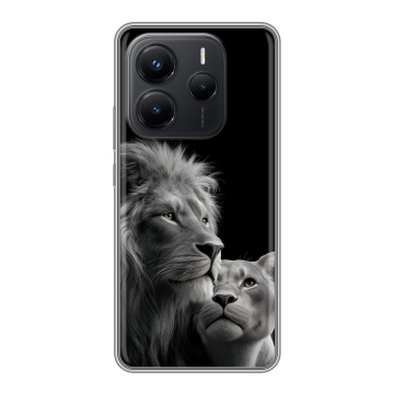 Силиконовый чехол на Xiaomi Redmi Note 14 с принтом Лев кошки Силиконовый чехол на Xiaomi Redmi Note 14 с принтом Лев кошки
