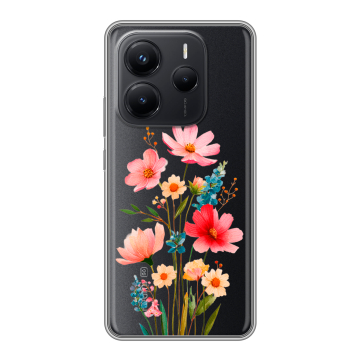 Силиконовый чехол на Xiaomi Redmi Note 14 с принтом Цветы Силиконовый чехол на Xiaomi Redmi Note 14 с принтом Цветы