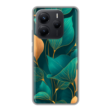 Силиконовый чехол на Xiaomi Redmi Note 14 с принтом Листья и золото Силиконовый чехол на Xiaomi Redmi Note 14 с принтом Листья и золото