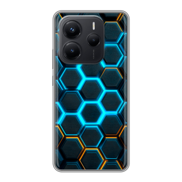 Силиконовый чехол на Xiaomi Redmi Note 14 с принтом Неоновые соты Силиконовый чехол на Xiaomi Redmi Note 14 с принтом Неоновые соты