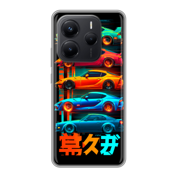 Силиконовый чехол на Xiaomi Redmi Note 14 с принтом машины тачки