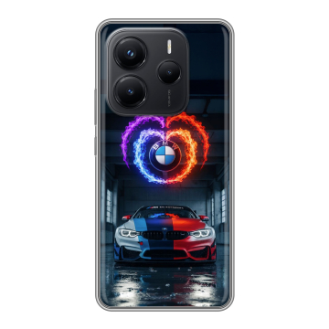 Силиконовый чехол на Xiaomi Redmi Note 14 с принтом BMW БМВ Силиконовый чехол на Xiaomi Redmi Note 14 с принтом BMW БМВ