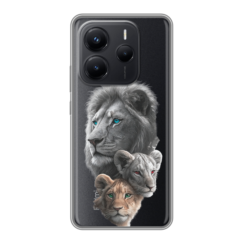 Силиконовый чехол на Xiaomi Redmi Note 14 с принтом Львы Силиконовый чехол на Xiaomi Redmi Note 14 с принтом Львы
