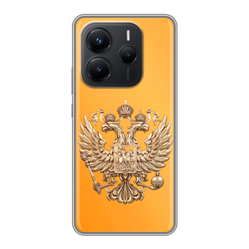 Силиконовый чехол на Xiaomi Redmi Note 14 с принтом Герб Флаг России Силиконовый чехол на Xiaomi Redmi Note 14 с принтом Герб Флаг России