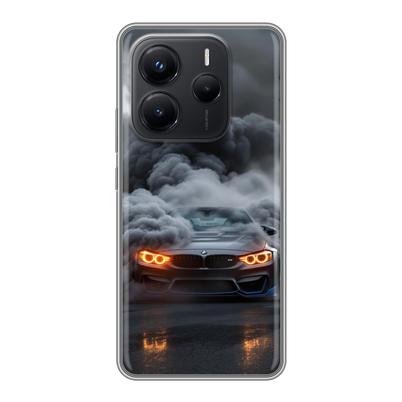 Силиконовый чехол на Xiaomi Redmi Note 14 с принтом BMW БМВ Силиконовый чехол на Xiaomi Redmi Note 14 с принтом BMW БМВ